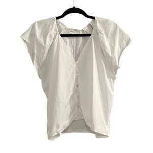 4OUR DREAMERS V-Neck Short Sleeve Shirt Blouse White S